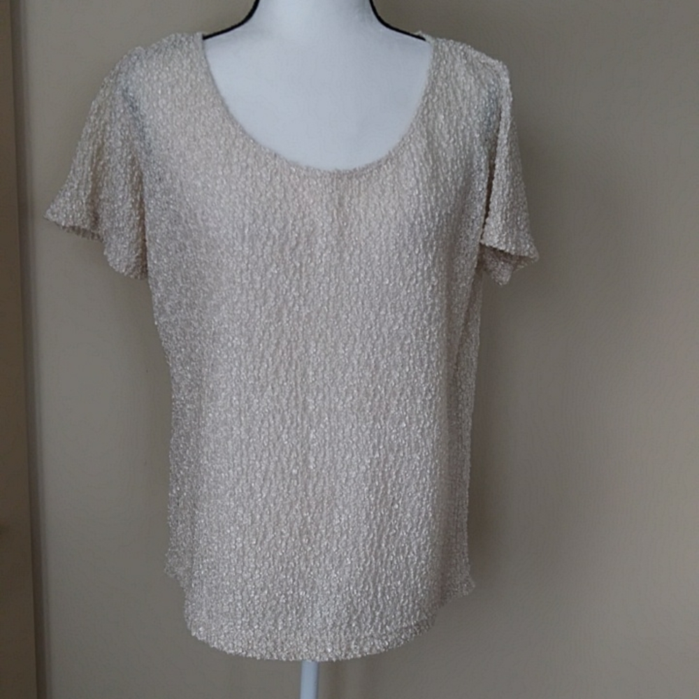 Vintage LIA Textured Top M Cream U.S.A.